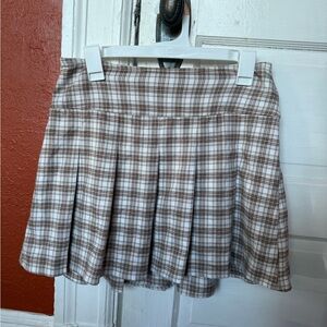 Hollister Women’s Brown Plaid Pleated Mini Skirt